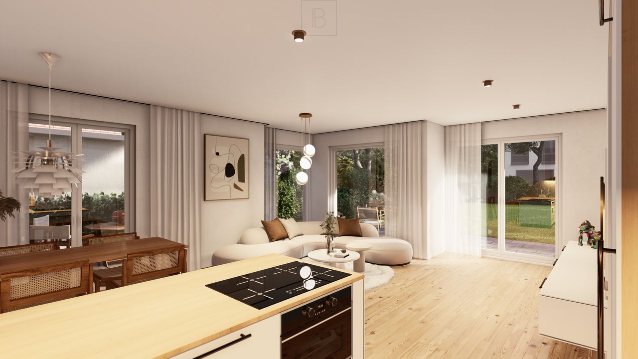 Familienfreundliche 4 Zimmer Wohnung mit großem Garten verteilt auf 2 Etagen